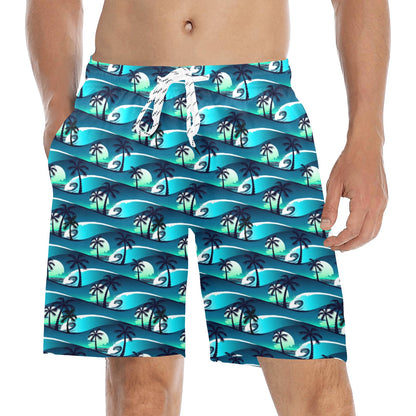 Beach Wave Design Print Men's Swim Trunks Beach Shorts