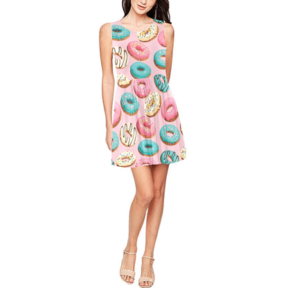 Donut Pattern Print Design DN06 Sleeveless Dress