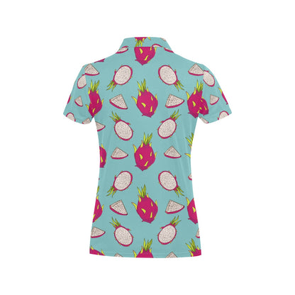Dragonfruit Pattern Print Design DF01 Women's Polo Shirt
