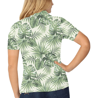 Palm Leaf Pattern Print Design A02 Women's Polo Shirt