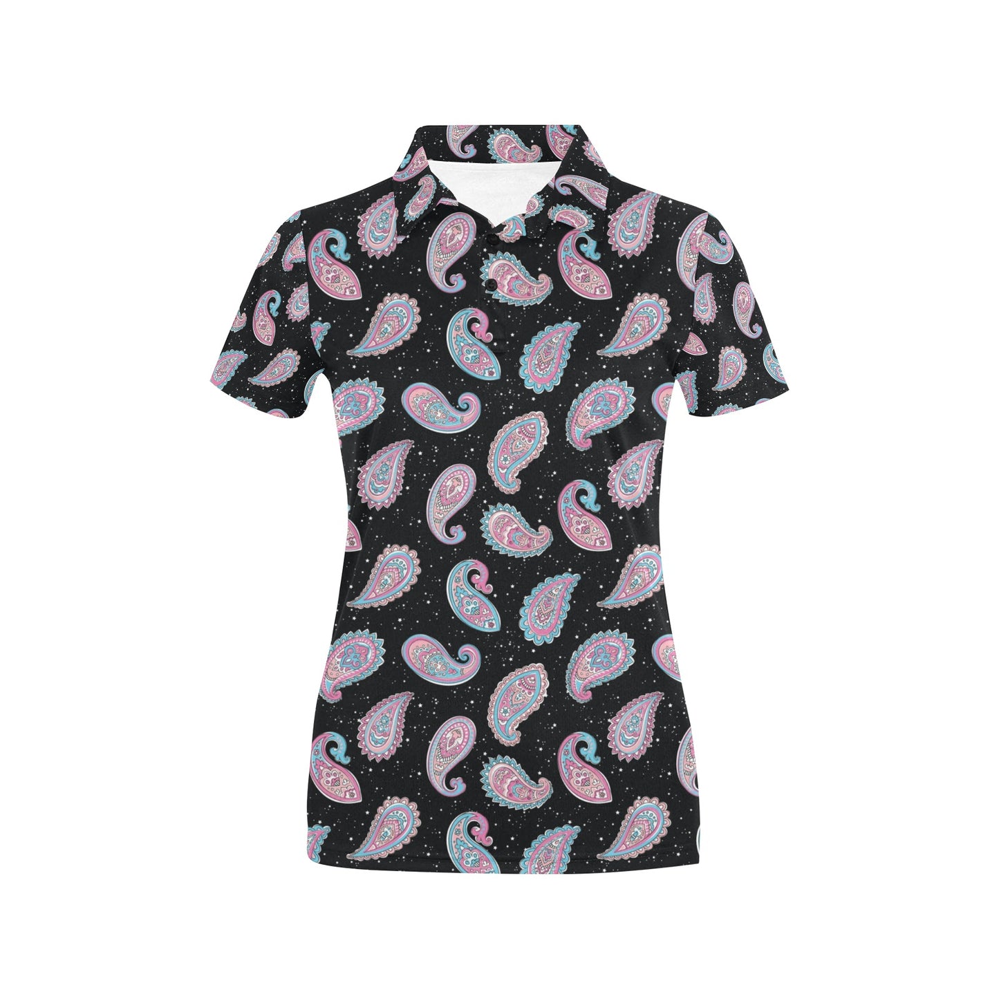 Paisley Pink Design Mandala Print Women's Polo Shirt