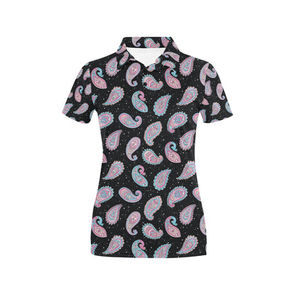Paisley Pink Design Mandala Print Women's Polo Shirt