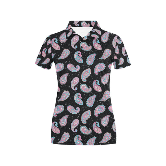 Paisley Pink Design Mandala Print Women's Polo Shirt
