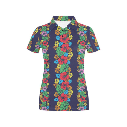 Hawaiian Themed Pattern Print Design H03 Women's Polo Shirt