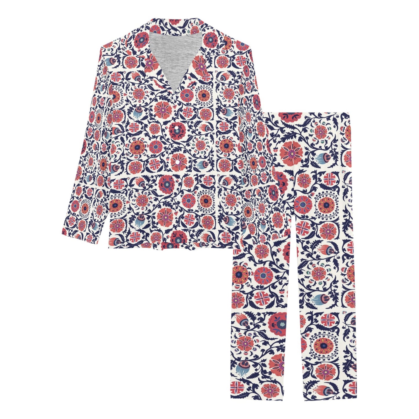 Suzani Print Design LKS304 Women's Long Pajama Set