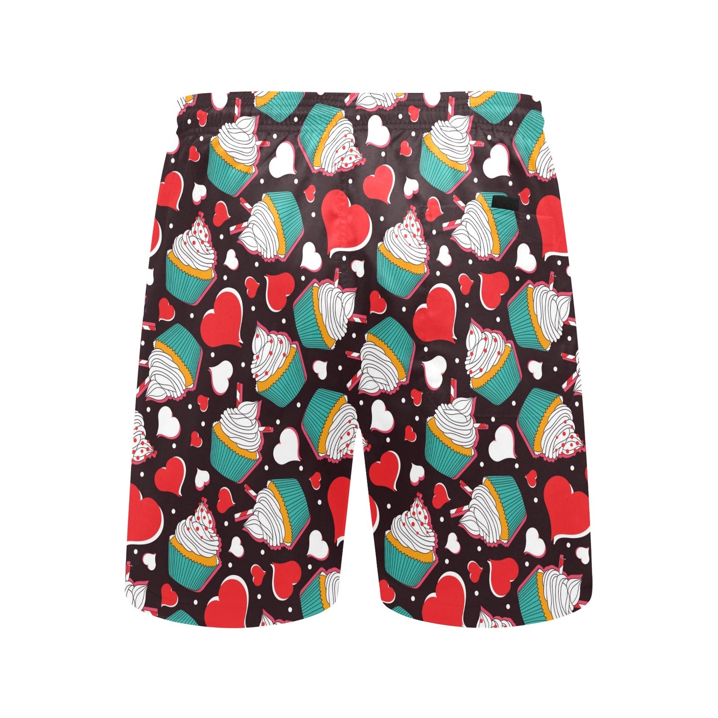 Cupcakes Heart Print Pattern Men's Swim Trunks Beach Shorts