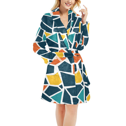 Mosaic Pattern Print Design 02 Women's Fleece Robe