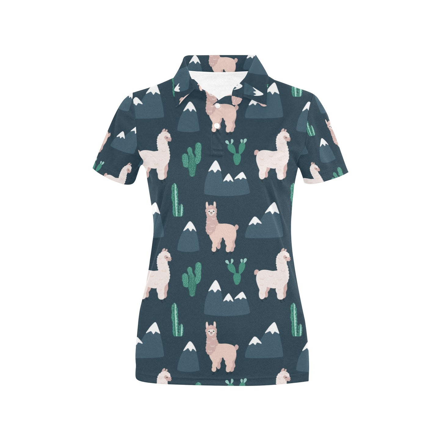 Llama Pattern Print Design 06 Women's Polo Shirt