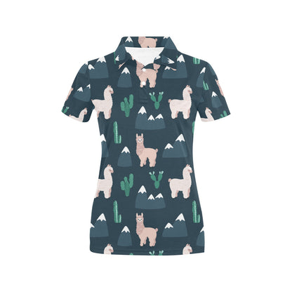 Llama Pattern Print Design 06 Women's Polo Shirt