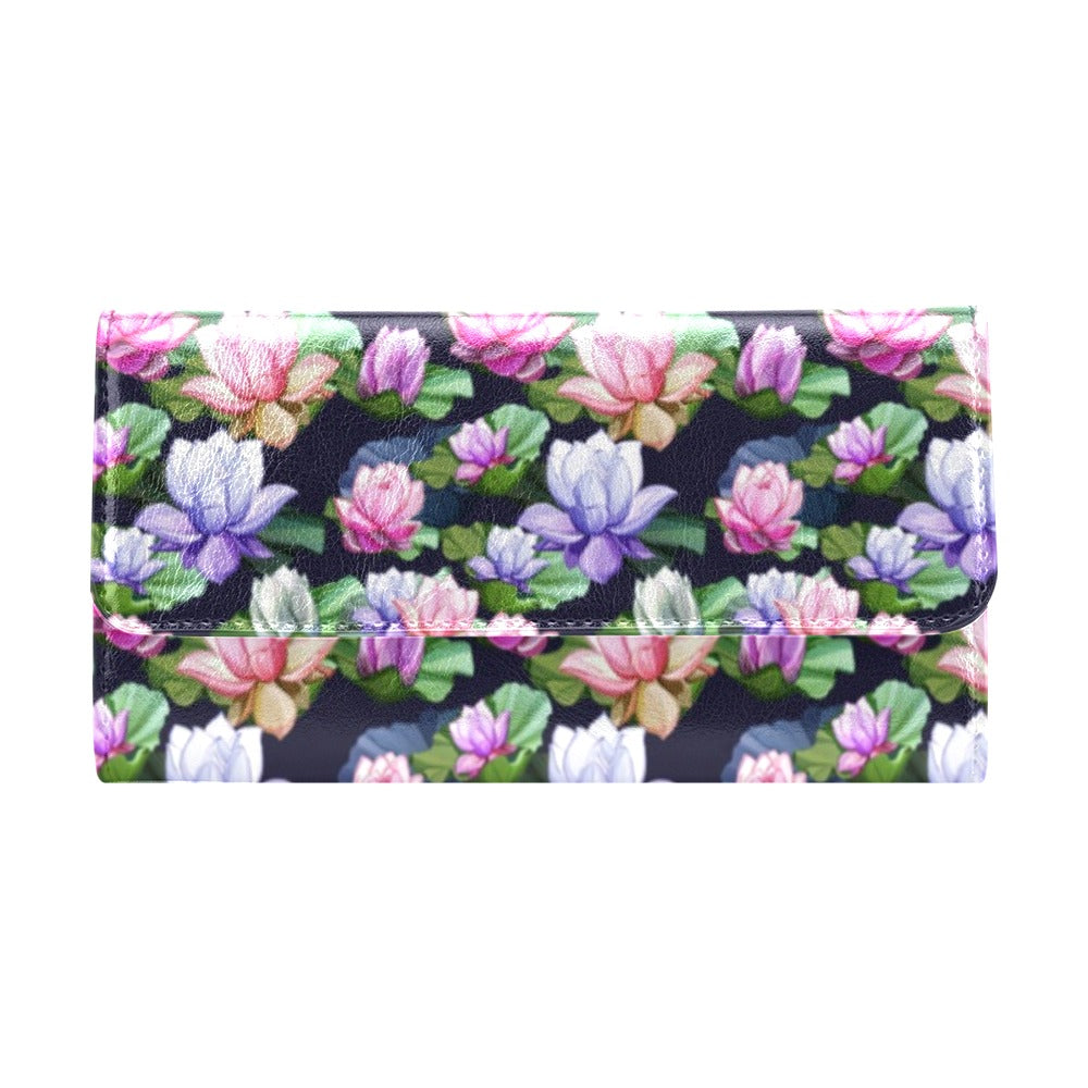 Lotus Flower Print Design Women's Trifold Wallet