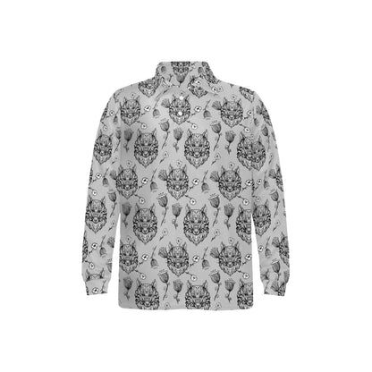 Tribal Pattern Print Design LKS306 Long Sleeve Polo Shirt For Men's