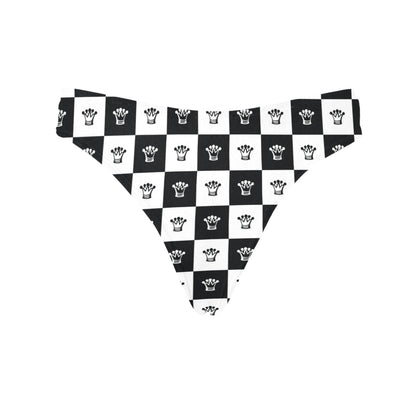 Checkered Flag Crown Pattern Women's Thongs