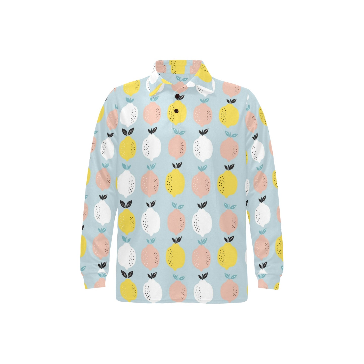 Citrus  Pattern Print Design 03 Long Sleeve Polo Shirt For Men's