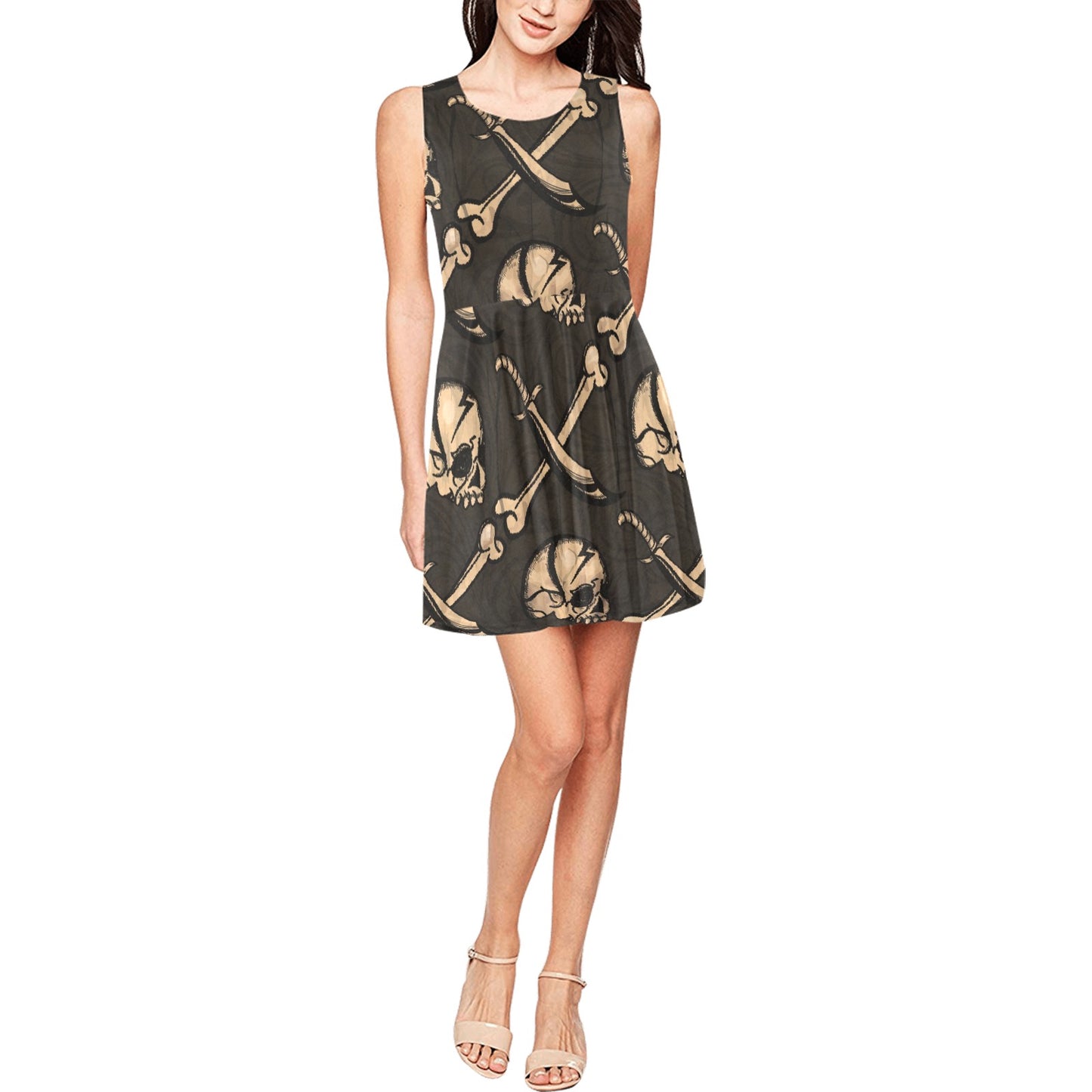 Pirate Pattern Print Design A03 Sleeveless Dress