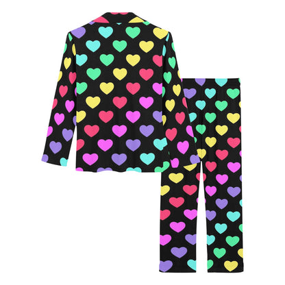 Heart Rainbow Pattern Print Design HE02 Women's Long Pajama Set
