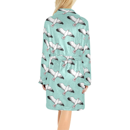 Pigeon Pattern Print Design 02 Women's Fleece Robe