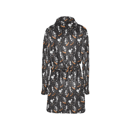 Skateboard With Skeleton Print Design LKS303 Women's Fleece Robe