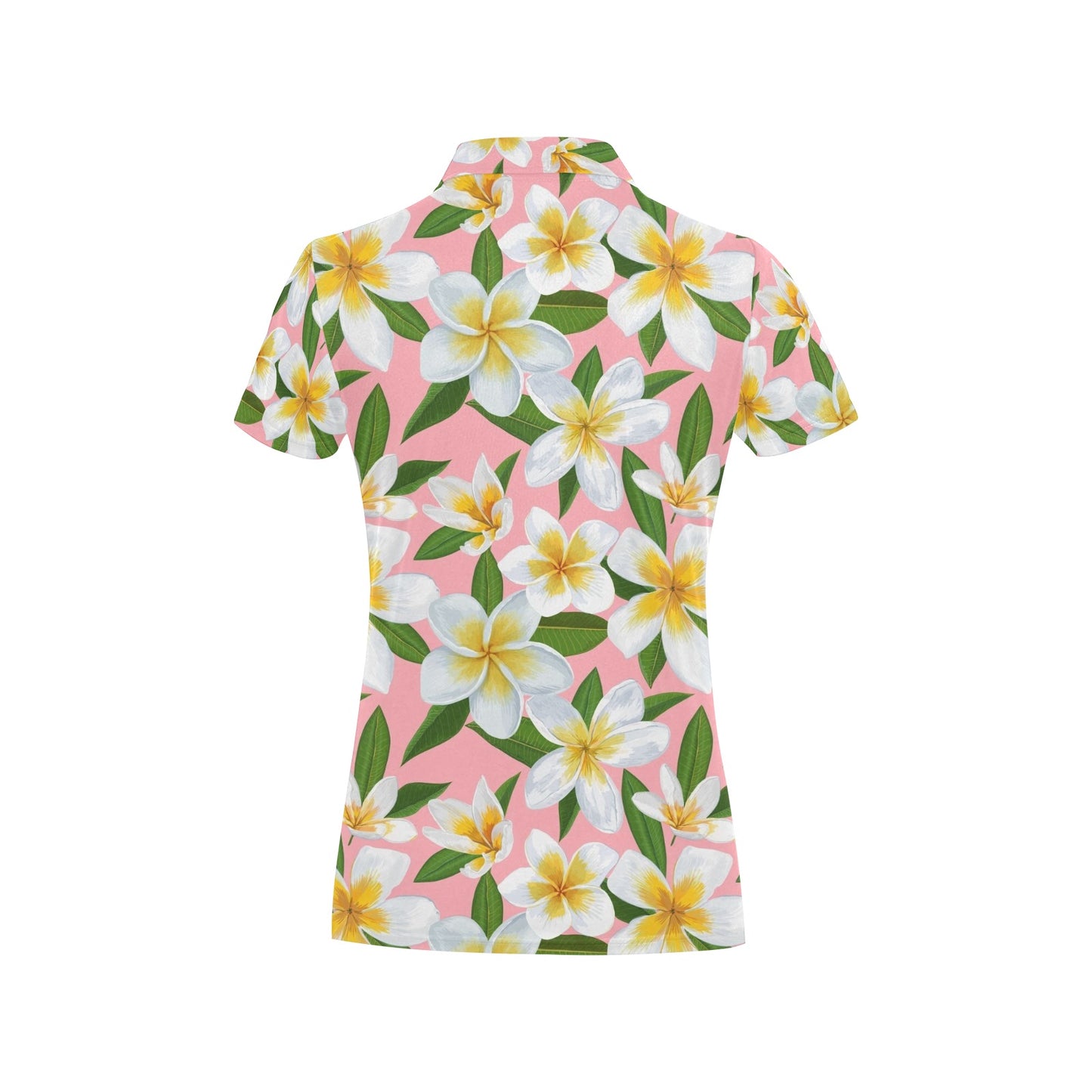 White Plumeria Pattern Print Design PM011 Women's Polo Shirt