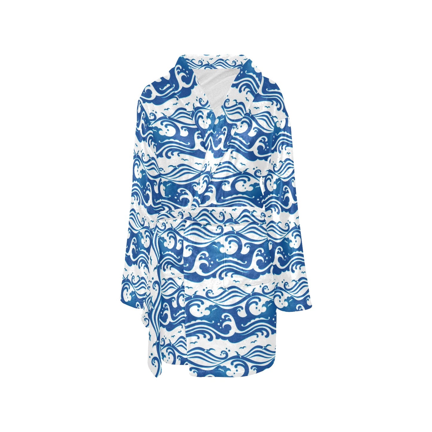 Wave Print Design LKS303 Women's Fleece Robe