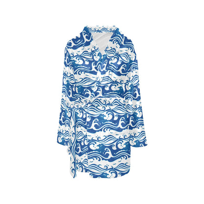 Wave Print Design LKS303 Women's Fleece Robe