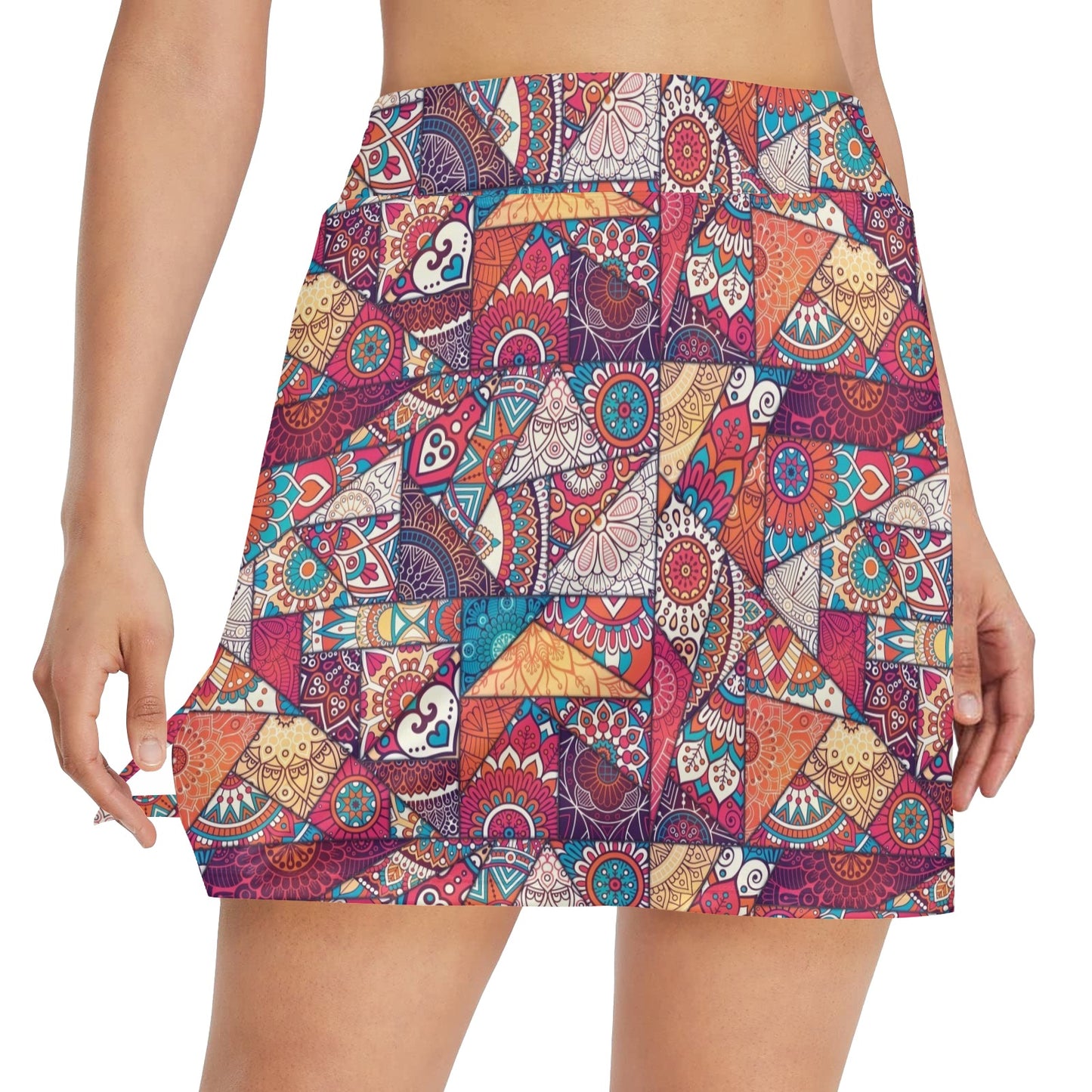 Patchwork Print Design LKS401 17" Golf & Pickleball Skort with Pockets