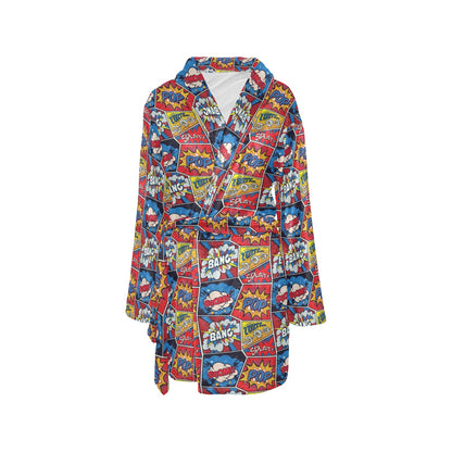 Comic Book Pattern Print Design 03 Women's Fleece Robe