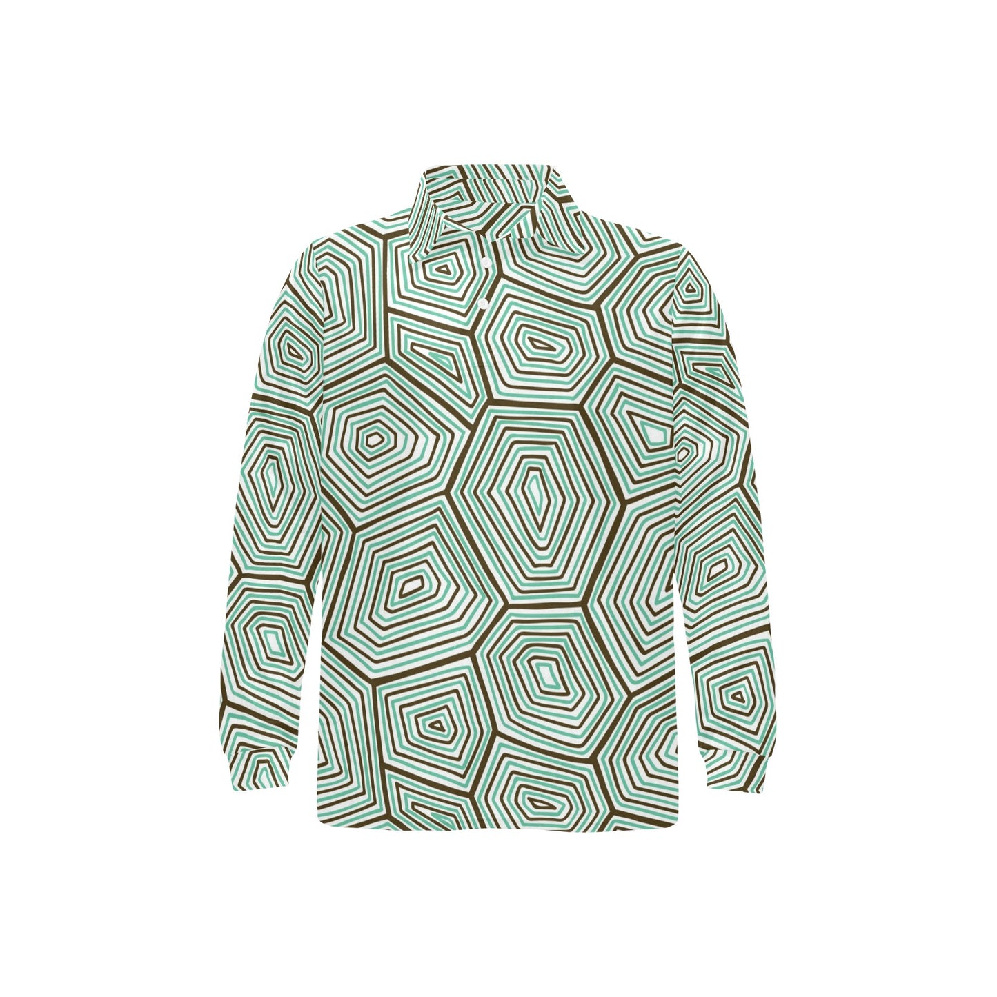 Sea Turtle Skin Print Long Sleeve Polo Shirt For Men's