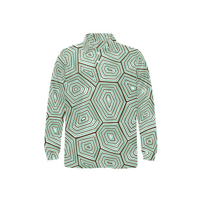Sea Turtle Skin Print Long Sleeve Polo Shirt For Men's