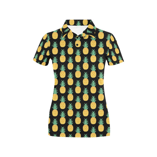 Pineapple Pattern Print Design A03 Women's Polo Shirt