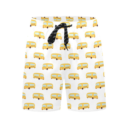 School Bus Print Design LKS306 Men's Swim Trunks Beach Shorts