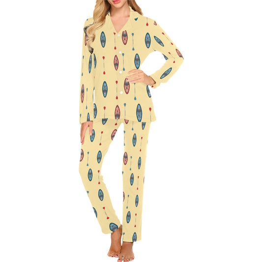 Kayak Pattern Print Design 02 Women's Long Pajama Set