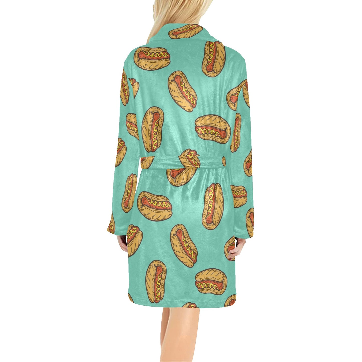Hot Dog Pattern Print Design 04 Women's Fleece Robe