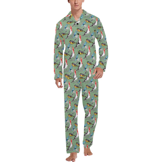 Birds Pattern Print Design 07 Men's Long Pajama Set