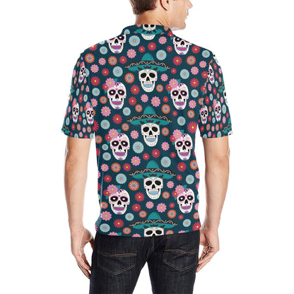 Sugar Skull Print Design LKS308 Men Polo Shirt