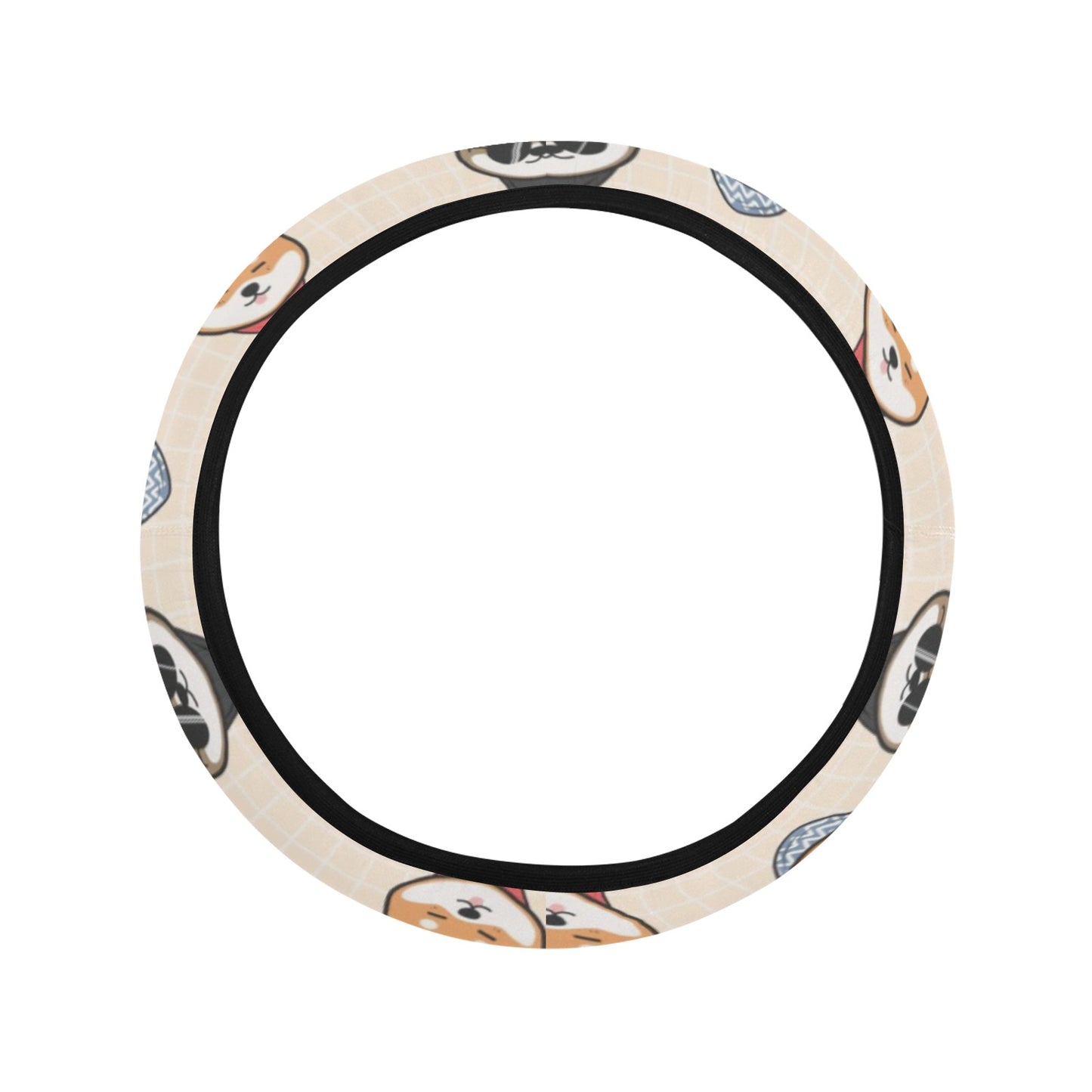 Shiba Inu Print Design LKS3010 Steering Wheel Cover with Elastic Edge