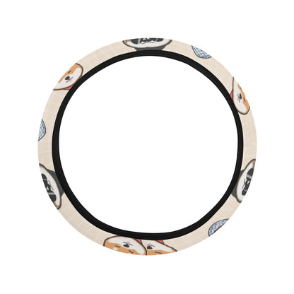 Shiba Inu Print Design LKS3010 Steering Wheel Cover with Elastic Edge