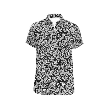 Tribal Pattern Print Design LKS302 Men Short Sleeve Button Up Shirt