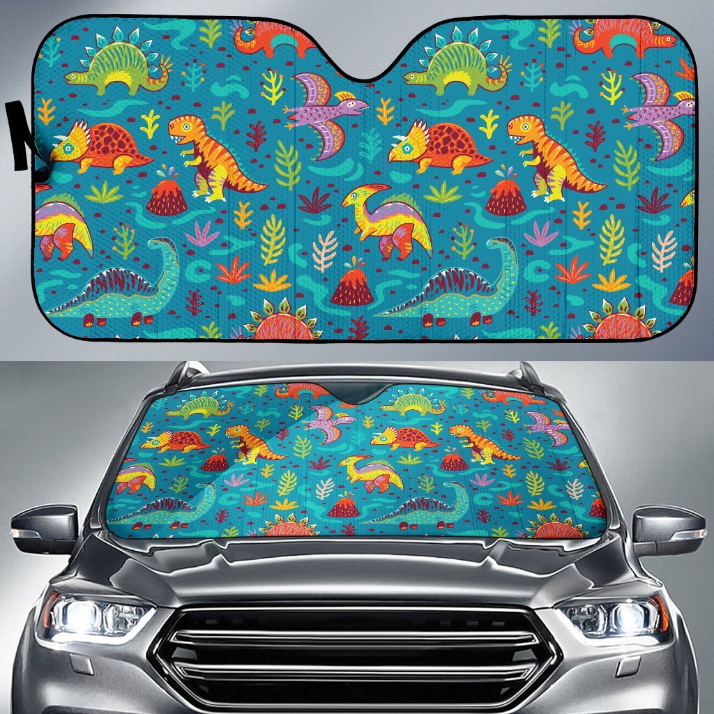 Dinosaur Cartoon Style Car Sun Shade For Windshield