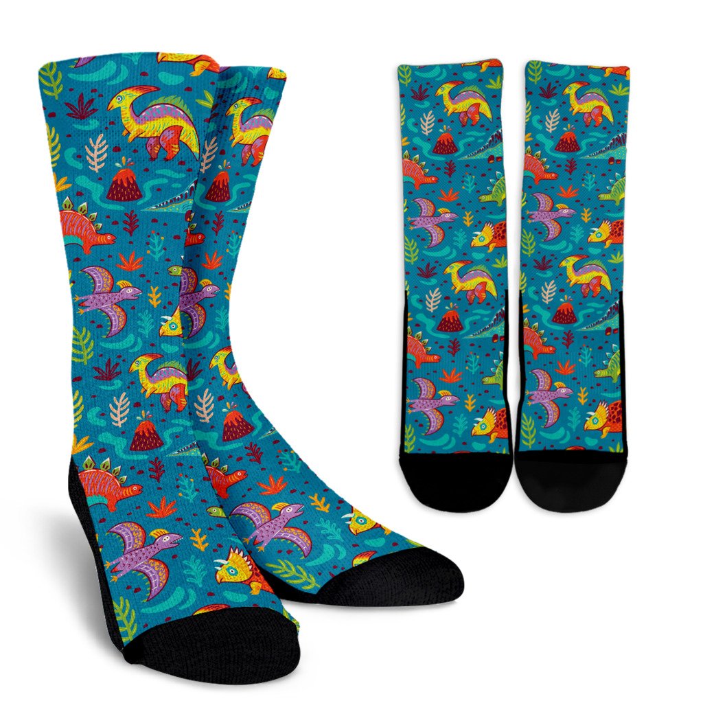 Dinosaur Cartoon Style Crew Socks