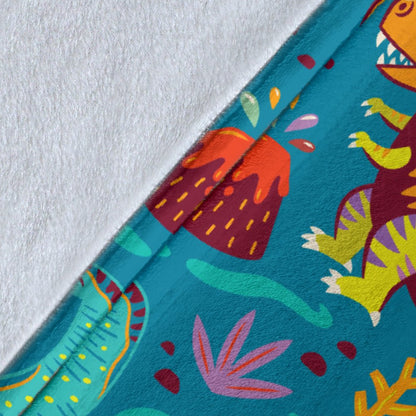Dinosaur Cartoon Style Fleece Blanket