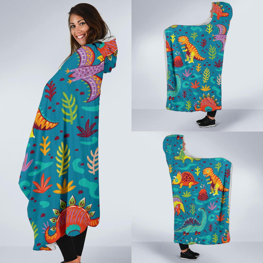 Dinosaur Cartoon Style Hooded Blanket-JTAMIGO.COM