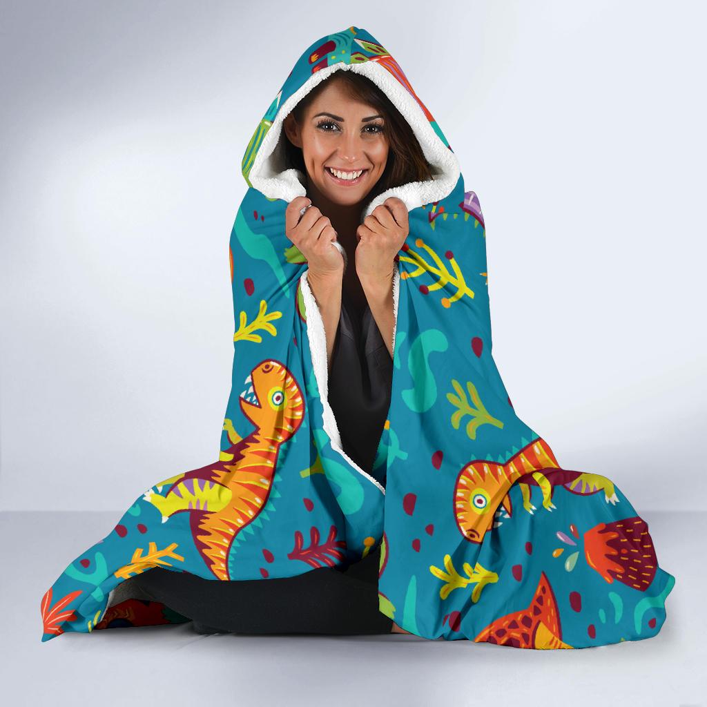 Dinosaur Cartoon Style Hooded Blanket-JTAMIGO.COM