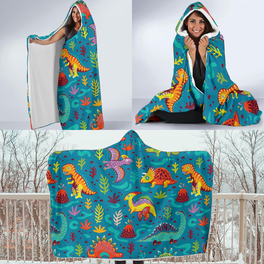 Dinosaur Cartoon Style Hooded Blanket-JTAMIGO.COM