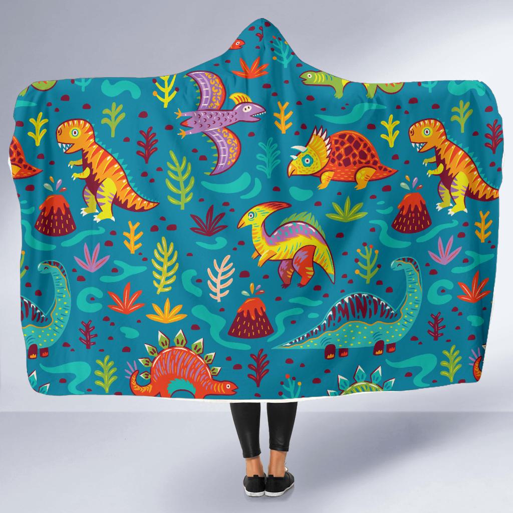 Dinosaur Cartoon Style Hooded Blanket-JTAMIGO.COM
