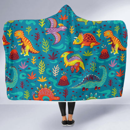 Dinosaur Cartoon Style Hooded Blanket-JTAMIGO.COM