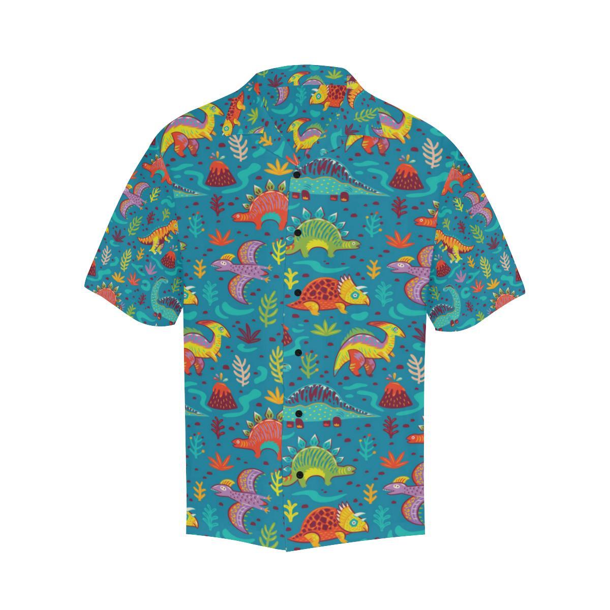 Dinosaur Cartoon Style Men Aloha Hawaiian Shirt