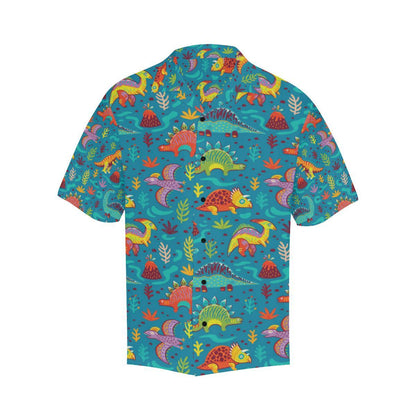 Dinosaur Cartoon Style Men Aloha Hawaiian Shirt