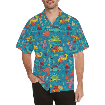 Dinosaur Cartoon Style Men Aloha Hawaiian Shirt