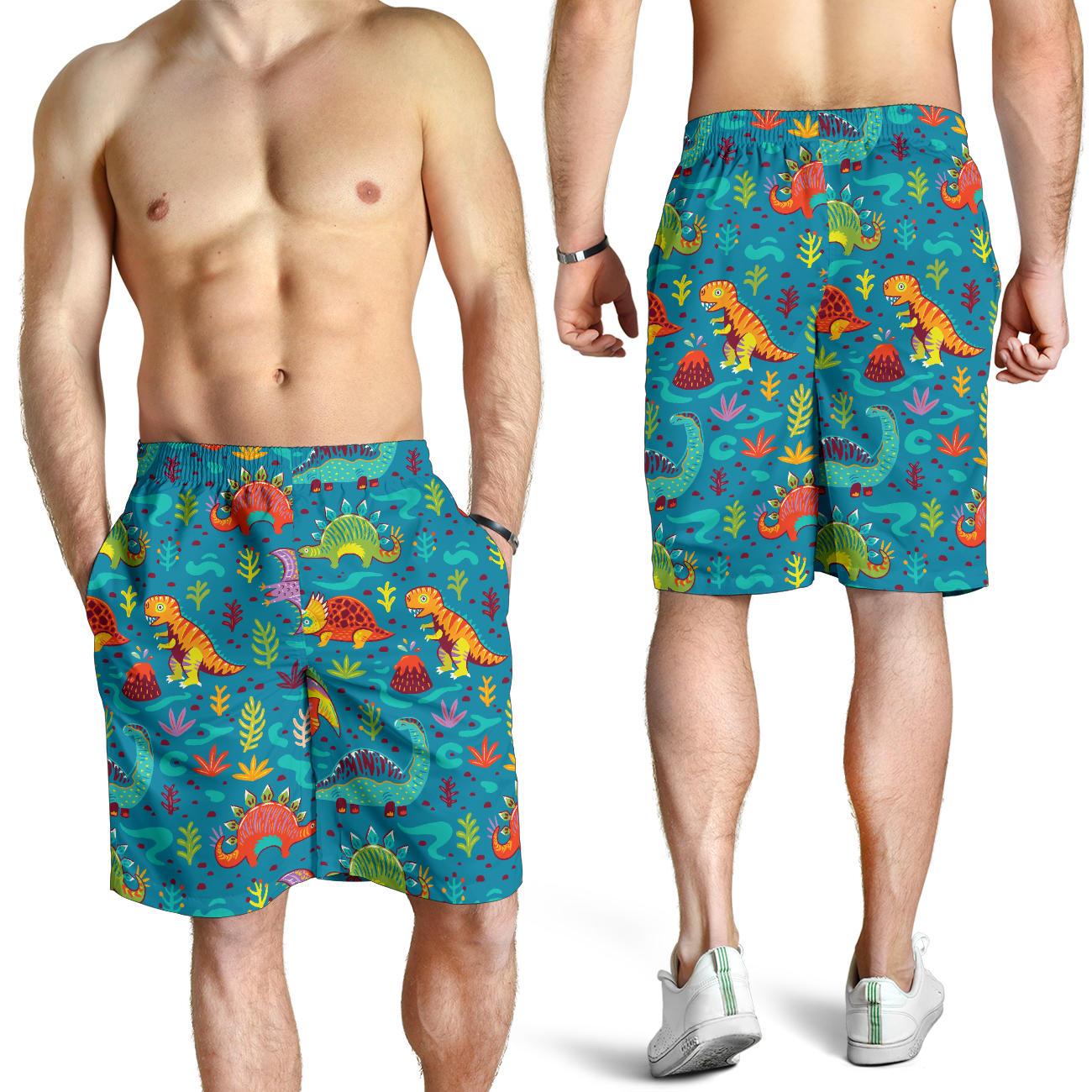 Dinosaur Cartoon Style Mens Shorts-JTAMIGO.COM