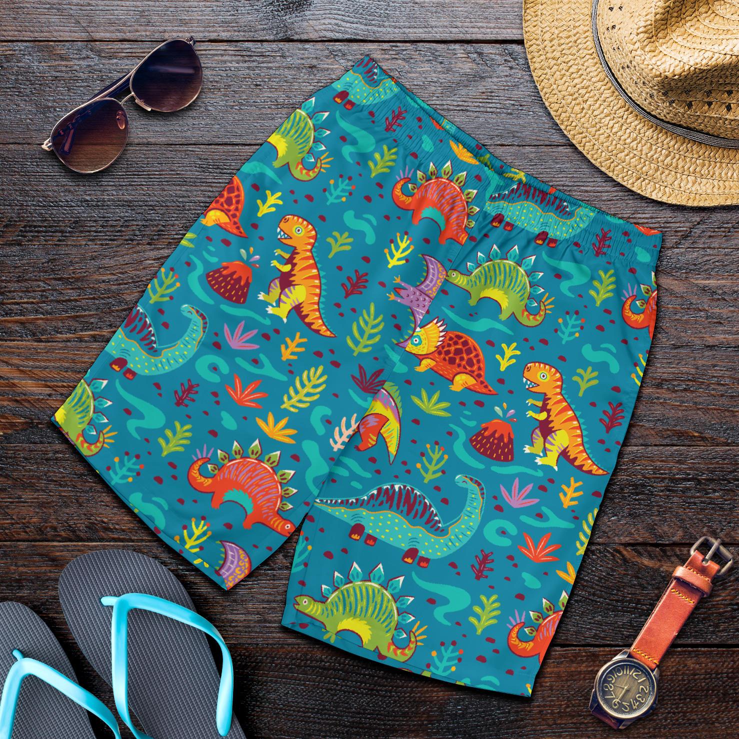 Dinosaur Cartoon Style Mens Shorts-JTAMIGO.COM